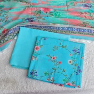 blue floral printed 3pc