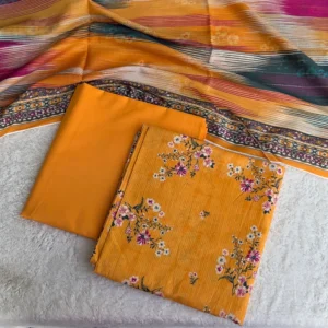 orange floral printed 3pc