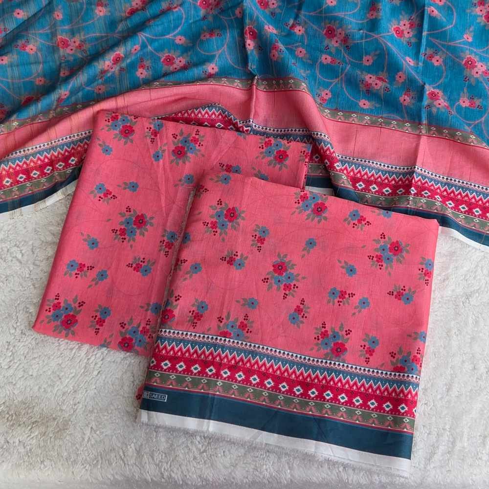 pink floral printed 3pc pink floral printed 3pc