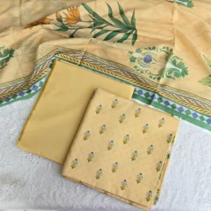 yellow ethnic printed 3pc