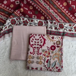 khaddar maroon floral printed 3pc